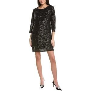 NWT Vince Camuto‎ 3/4 Dolman Sleeve Black Sequin Sheath Holiday Dress